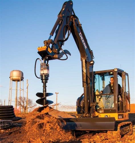 mini excavator with drill attachment|auger attachments for mini excavators.